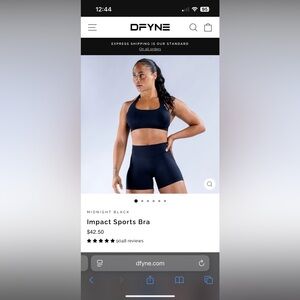 DFYNE Midnight Black Impact Sports Bra and Shorts